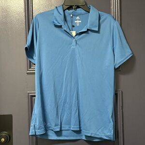 Adidas Golf Polo Shirt Short Sleeve Button Front Blue NWT
